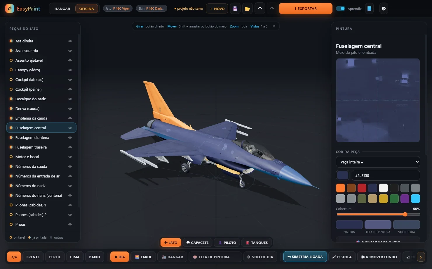 A Oficina do EasyPaint com um F-16C pintado